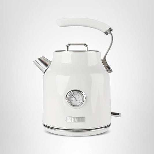 Haden Dorset 1.7 Liter Stainless Steel Electric Kettle, Hot Water Kettle with 360-Degree Base and Auto Shutoff, Ivory & Chrome