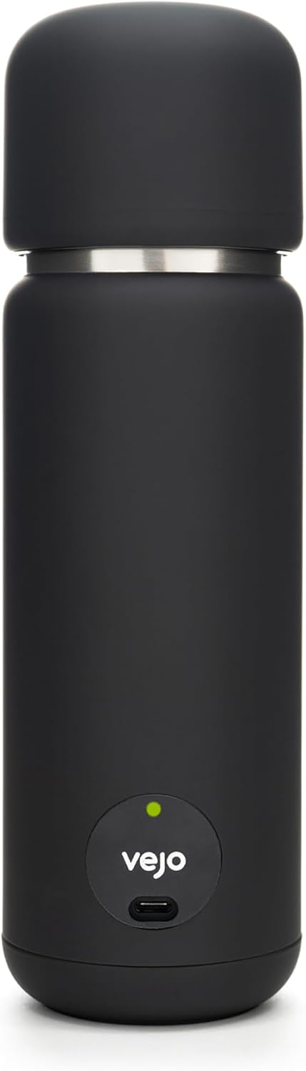 VEJO 12oz Electric Protein Shaker Bottle \u2013 USB Rechargeable Powder Mixer for Protein Shakes, Pre-Workout, Creatine | No Clumps, No Ball | 6-Blade Blending | BPA-Free | Gym Bag Travel Size | Black