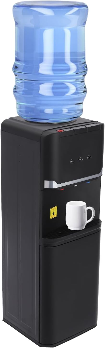 Top Loading Water Dispenser, Hot Cold & Warm Water Cooler, 3 Temperature Settings, Child Safety Lock, 5 Gallon Capacity Electric Water Dispenser for Home & Office Use (Black)