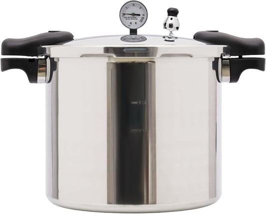 23 Quart Pressure Canner Cooker, 11psi Aluminum Pressure Cooker with Gauge Release Valve 22L Large Capacity Stainless Steel Pressure Canner for Family or Commercial Use