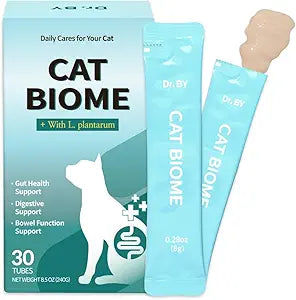 Doctor By Cat Biome Probiotics for cats Anti Diarrhea Feline Gut & Digestive Support Immune Health Sensitive Stomach Constipation with L. plantarum+Prebiotics 30 Lickable Formula Individually Packaged