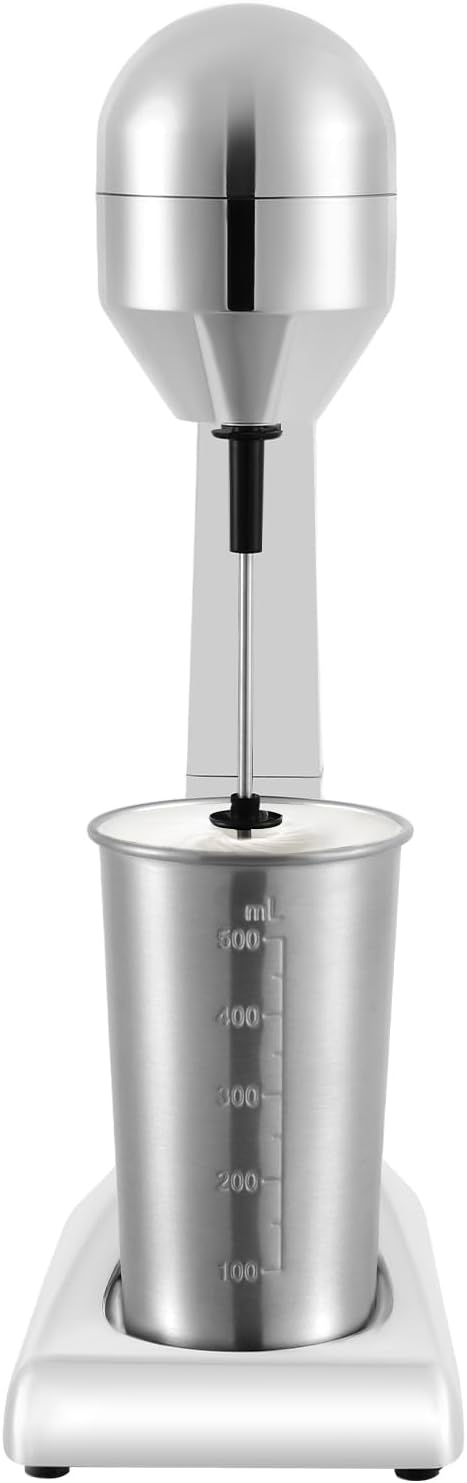 100W 110V Single Head Stainless Steel Milk Shaker 22000RPM Electric Milk Shake Blender Maker Household Drink Mixer Milk Shaking Machine for Coffee Shop Hotel Restaurant Sliver(7x4.9x15.2in)