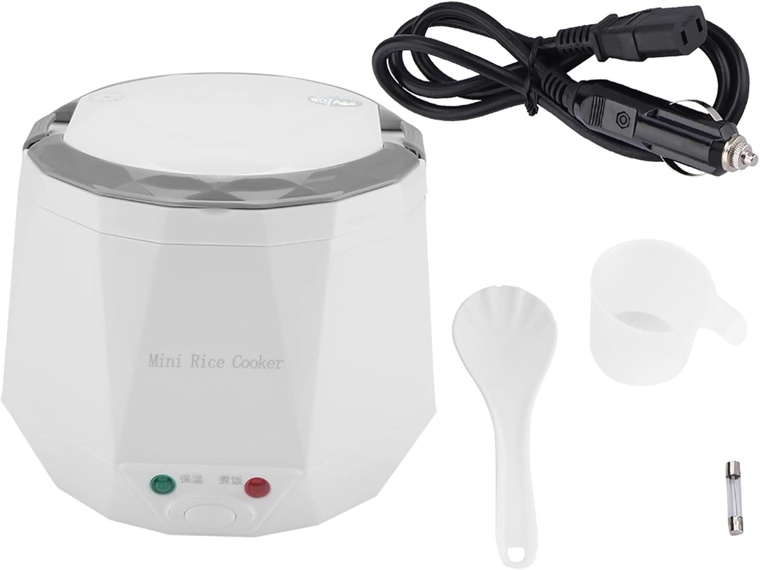 24V 1.6L Multifunctional Electric Rice Cooker, Mini Travel Food Steamer, Portable Meal Heater Food Warmer for Both Home And Trucks To Cook Rice Porridge Nutritious Eggs Warm Dishes (White)
