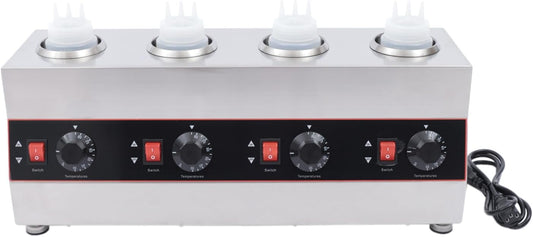 Electric Sauce Warmer Dispenser, Countertop Stainless Steel Sauce Bottle Warmer with Independent Temperature Control & Large Capacity Nacho Cheese Warmer Dispenser for Hotel Restaurant Cake Store Etc