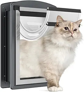 [MAVRICPOWER] Steel Large Cat Door for Door, Cat Door with Two Sliding Panels for Extreme Weather,Never Rust Small Pet Door for Dog Up to 20 lbs