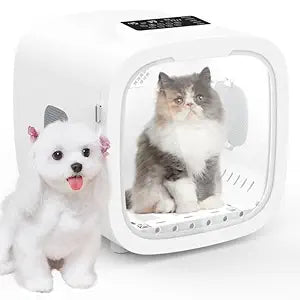 52L Automatic Pet Dryer Box, Pet Grooming Dryer, Cat Hair Drying Box, Light, 5 Modes, Adjustable Speed and Temperature, Timer, Low Noise (52L White)