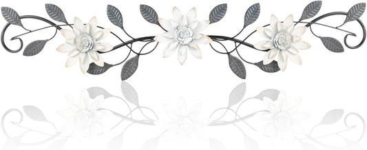 KHJCXS Metal Wall Art Modern Minimalist Metal Flowers Indoor Decor Horizontal Wall Art Iron Artwork,for Over Door,Bedroom,Living Room,Kitchen,Office Scroll Decor