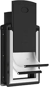 MAVRICFLEX Cat Door for Door, All-Stainless Steel Frame Cat Door with Double Soft Flaps and 2 Sliding ABS Panels for Doors, Easy to Install, Perfect for Cats and Small Dogs Under 15 LBS, Black