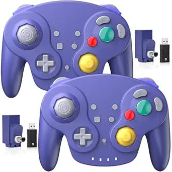 2 Pack 2.4 GHz Wireless NGC Switch 2 Online Controller, GameCube & USB Receiver, Compatible with GameCube/Switch, Windows PC iOS Mac Raspberry Pi (Rechargeable)(Plug and Play) (Vibration) Indigo