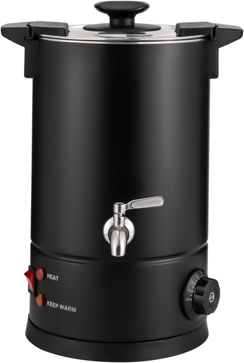 Coffee Urn, Commercial Grade Stainless Steel 8L Coffee Urn, 1KW Hot Water Boiler with Percolator Coffee Maker Portable Electric Coffee Pot Coffee Maker for Office, Home, Wedding, Catering (8L,Black)