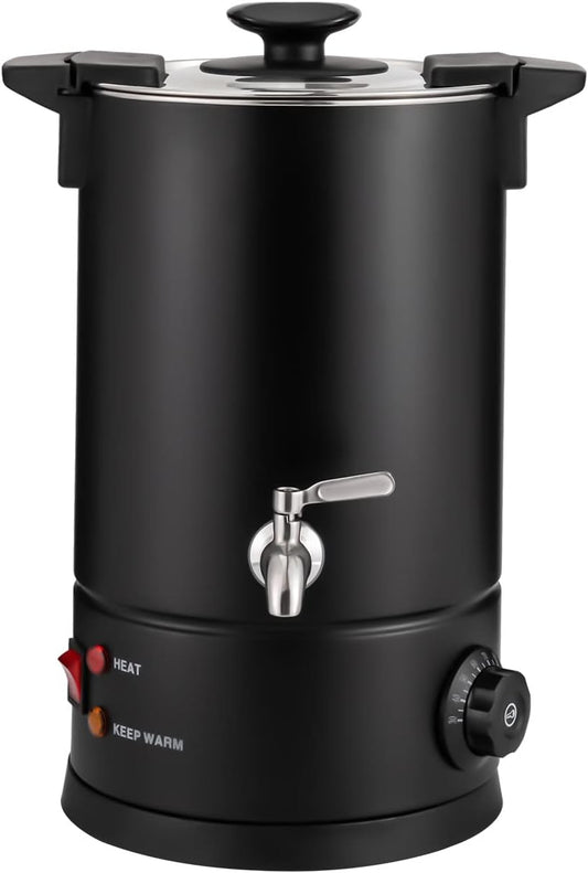 8L Stainless Steel Commercial Coffee Urn - Electric Percolator with Faucet - Rapid 1KW Hot Beverage Dispenser for Coffee, Tea & Catering