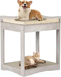 unipaws Cat Window Perch, Pet Bunk Bed for Small Dogs and Cats, Elevated Bed with Cushion and Cat Scratch Pad
