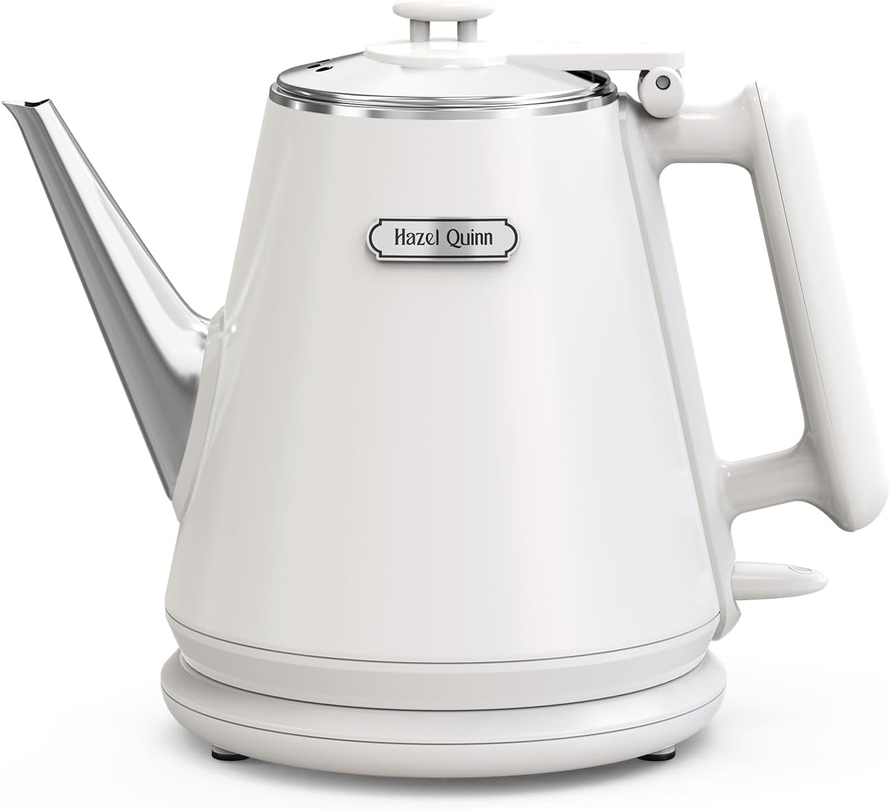 Hazel Quinn Electric Kettle - 1L\/34oz Small Tea Kettle, 800W Fast Boil, All 304 Stainless Steel Interior, Double Wall for Cool Touch and Thermal, Auto Shut-Off, BPA-Free, Cordless - Pearl White