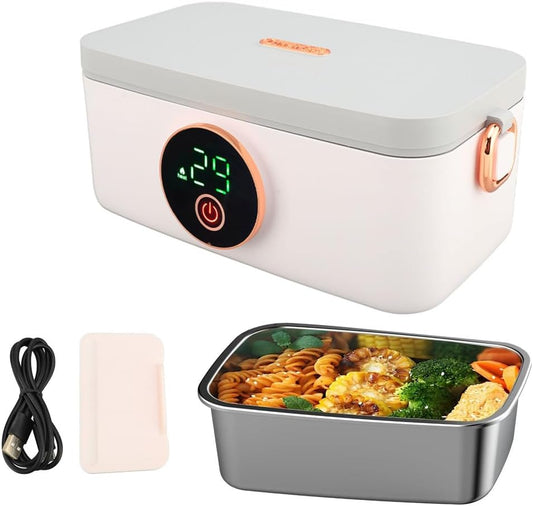 Yunir Electric Lunch Box Food Heater, Heated Lunch Box for Adult, 16000mAh Portable Food Warmer LunchBox for Car Truck Work with PP 304 Stainless Steel Container, for Truck Driver Gifts