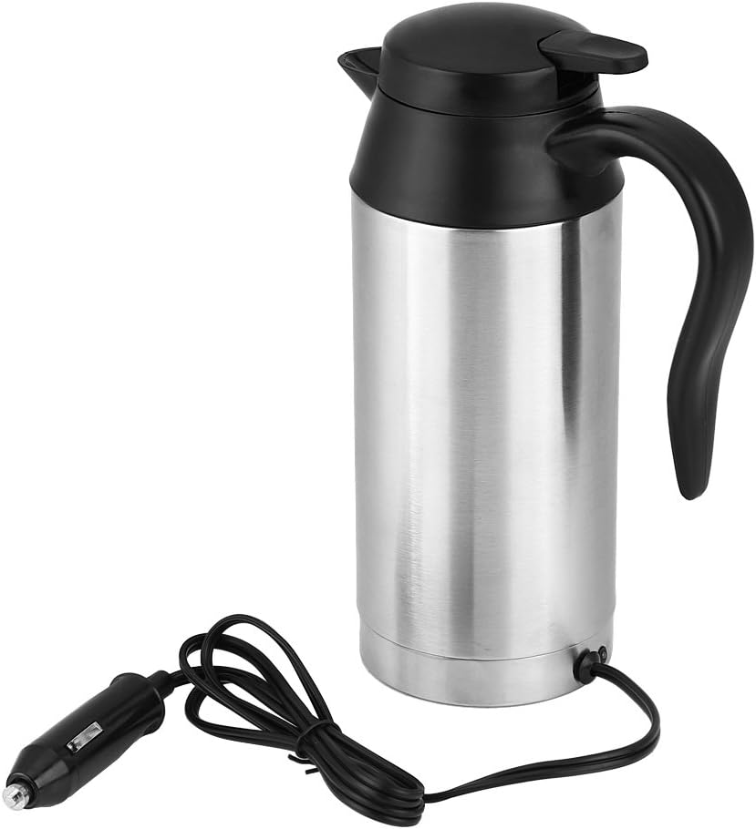 750ml Car Electric Kettle Stainless Steel 12V Automotive Heating Mug Boiler W/Cigarette Lighter for Green Tea Water Milk