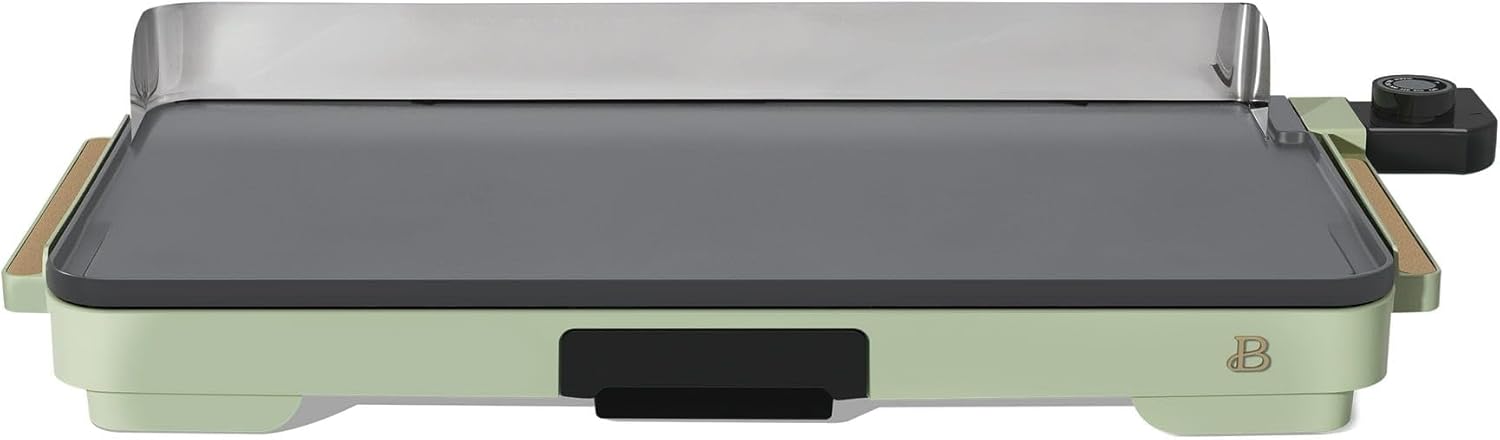 Beautiful Drew Barrymore by XL Electric Griddle 12" x 22" - Non-Stick Flat Top Grill - Extra Large Indoor Cooking Surface for Pancakes, Breakfast & Family Meals - Kitchen Appliance (Sage-Green)