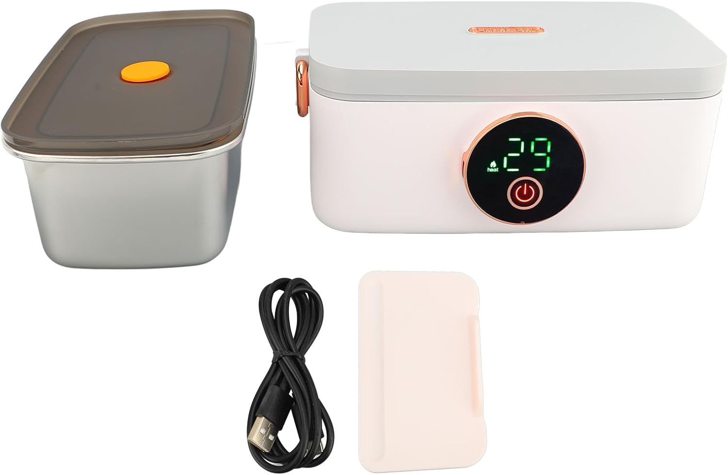 Tnfeeon Electric Lunch Box Food Warmer Food Heater 1L Capacity USB Rechargeable Portable Heated Lunch Box for Office Travel Car