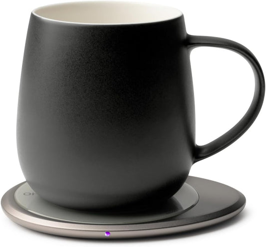 Ui 3 Self-Heating Mug Set \u2013 Inkstone Black | 12 fl oz \/ 355 mL Ceramic Coffee & Tea Mug Set with Heating Pad