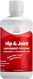 Paramount Pet Health Liquid Glucosamine for Dogs, 1600mg Glucosamine Chondroitin MSM, Hip & Joint Supplement for Large Dogs, Liquid Arthritis Relief & Mobility Support, 32 oz