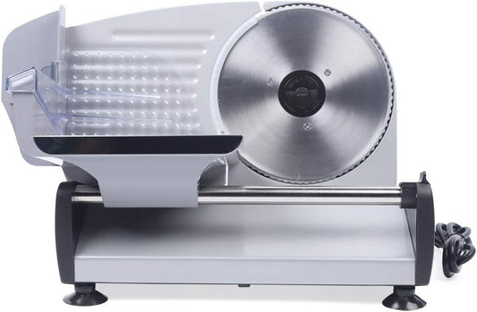 Meat Slicer, Electrical Slicing Machine Stainless Steel Bread Frozen Meat Cutter Mutton Food Cutter 110V 200W 0-15mm Slice Thickness Adjustable Convex Design for Meat, Cheese, Bread and Fruit