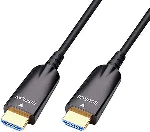 DTECH 75ft Fiber Optic HDMI Cable with 4K 30Hz and 1080p 60Hz HD Video 3D ARC HDCP CEC High Speed Supported Compatible with DVD Player Computer Monitor Gaming Console TV (75 Feet, Black)