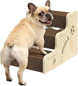 Dog Stairs for Small Dogs, 3-Step Wooden Dog Ramp for Bed, Couch & Car, Non-Slip Pet Stairs for Small Old Short-Legged Puppy & Cat, Indoor Pet Steps with X-Brace Support