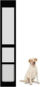 Elevon Dog Door for Sliding Glass Door, Doggie Door Insert with Magnetic Closing Latch Plate, Adjustable Height 83"-91" Slider Height, Patio Pets Door for Dogs, No-Cut Install, Black