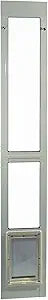 Ideal Pet Modular Aluminum Pet Patio Door with Single Pane Glass and Clear Flexible Flap. Fits up to 1â€ Aluminum Patio Track Width ONLY, Medium, White