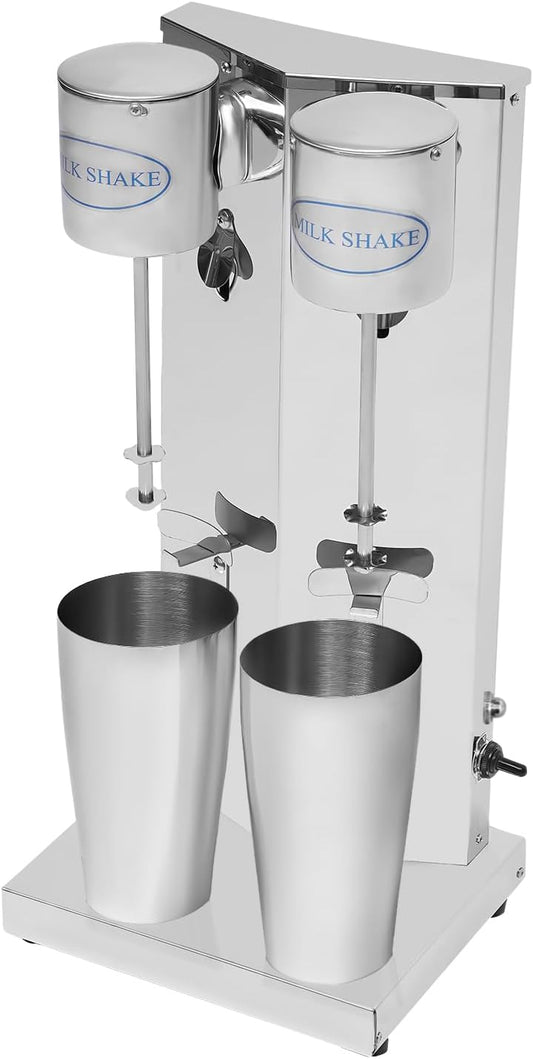 Electric Milkshake Maker Machine, 360W Stainless Steel Milk Mixer Blender,2 Head Malt Blender,Used In Beverage Shops, Milk Tea Shops, Bars And Cold Drink Shops