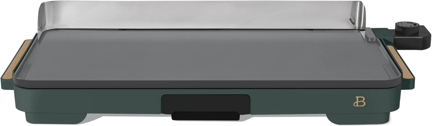 B'eautiful Drew Barrymore by XL Electric Griddle 12" x 22" - Non-Stick Flat Top Grill - Extra Large Indoor Cooking Surface for Pancakes, Breakfast & Family Meals - Kitchen Appliance (Thyme Green)