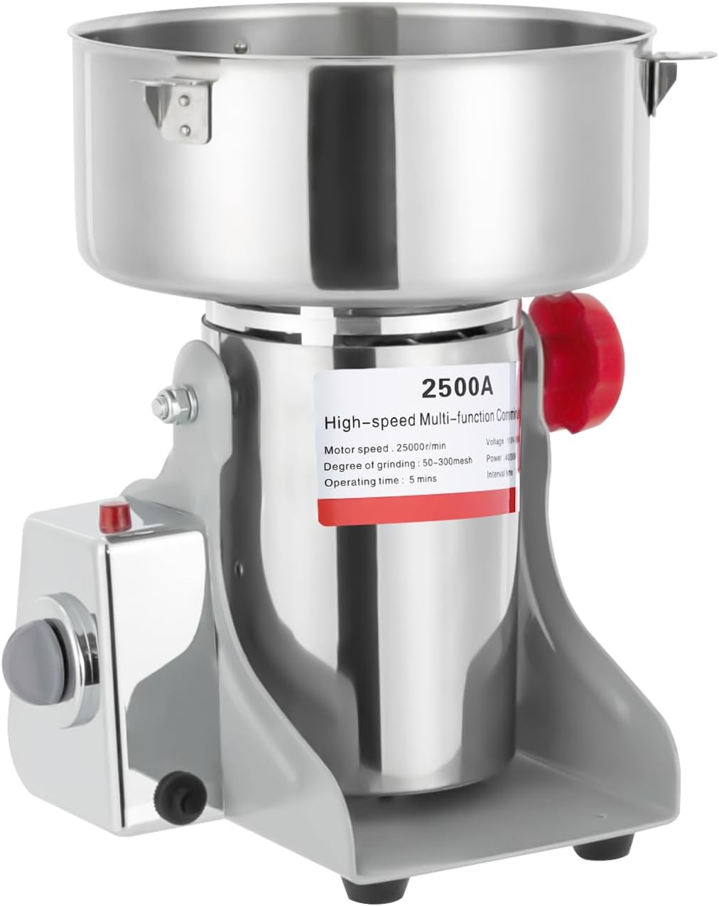 Swing Electric Grain Mill Grinder 2500g, High-speed Commercial Spice Grinding Machine with Timer, Stainless Steel Superfine Powder Grinder Dry Cereals Pulverizer, 32000rpm 4500W 110V