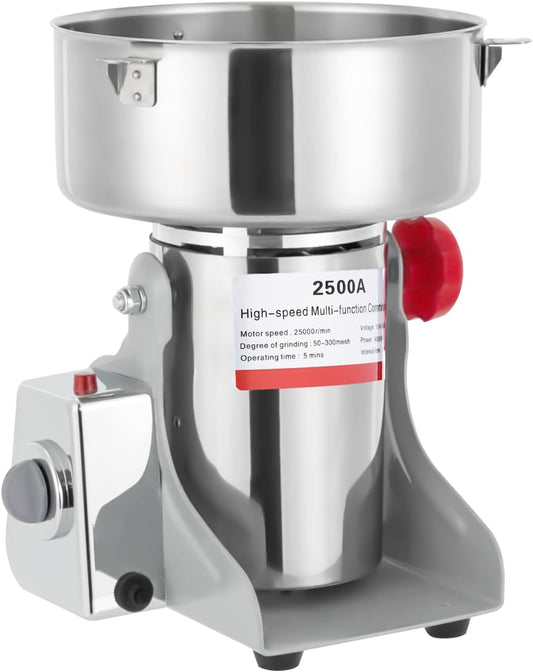 Swing Electric Grain Mill Grinder 2500g, High-speed Commercial Spice Grinding Machine with Timer, Stainless Steel Superfine Powder Grinder Dry Cereals Pulverizer, 32000rpm 4500W 110V