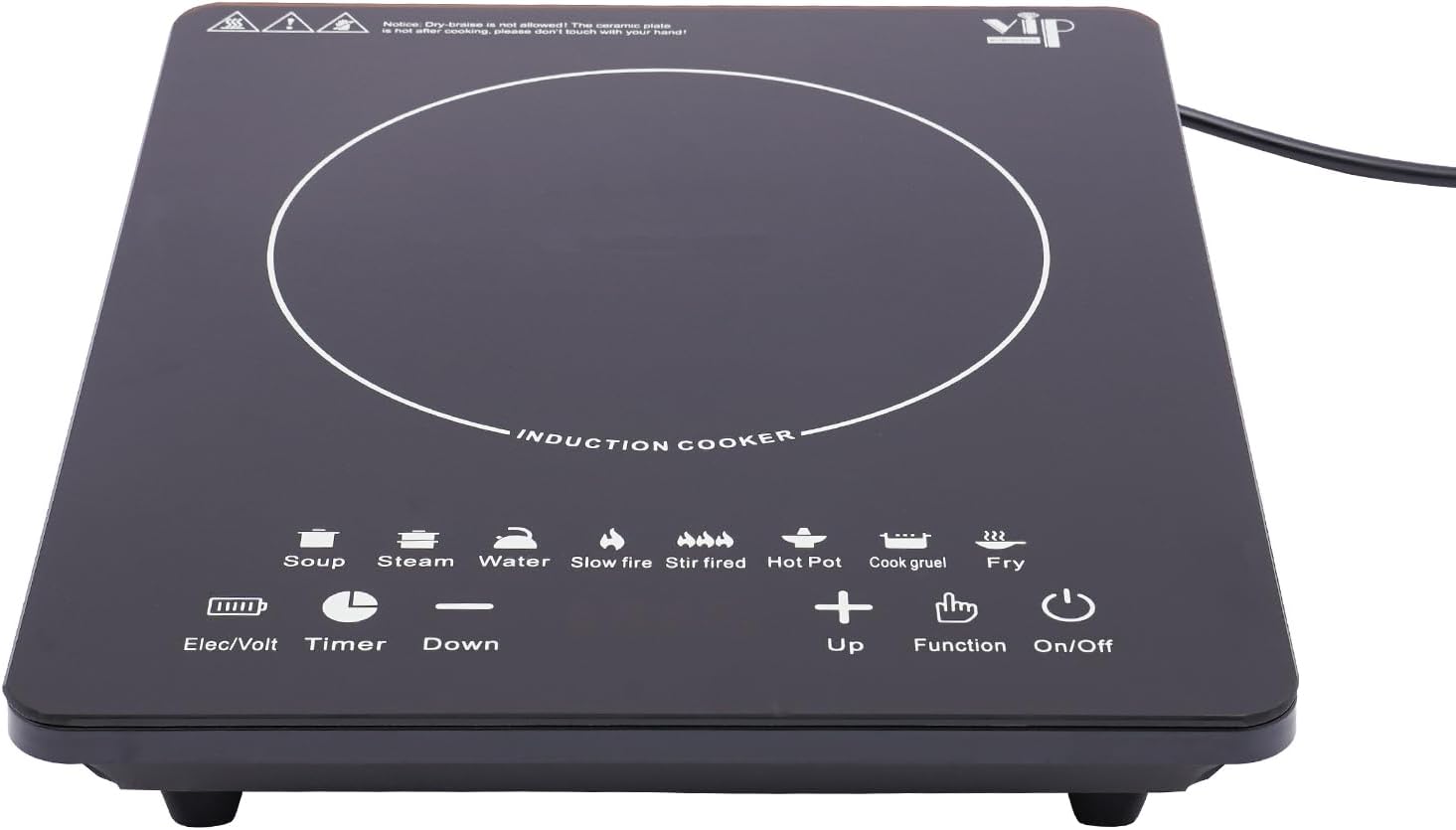 Induction Cooktop, 750W Portable Electric Induction Stove with Touch Panel, Power & Temp Adjustable, Countertop Single Burner Hot Plate Black 110V 60-240℃