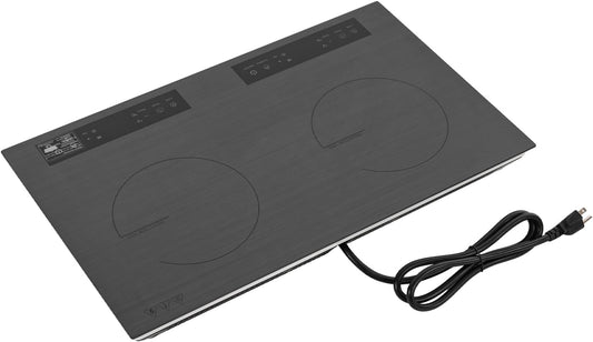 Double Induction Cooktop Burner 2600W Horizontal Electric Stove with LED Touch Screen, 9 Levels Settings, 180 Mins Timer, Double Burner Electric Cooktop for Home Kitchen, Flat, Restaurant