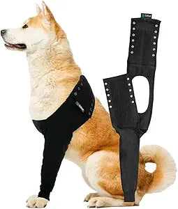 Suitical Recovery Sleeve for Dogs - Interchangeable, Single Sleeve Front Leg Protection for Post-Surgery, Hot Spots, or Skin Issues - Breathable, Machine Washable - L Black - Chest: 25.2-33.1 in