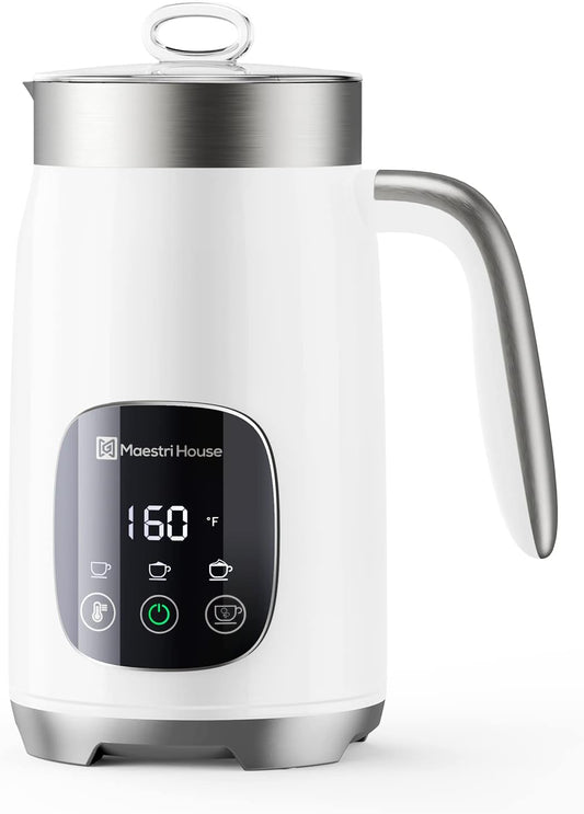 Maestri House Milk Frother, Variable Temp and Froth Thickness DualFro 400 Milk Frother and Steamer, 14.1OZ\/400ML Smart Touch Control Foam Maker, Memory Function for Latte, Warm Milk, Hot Chocolate