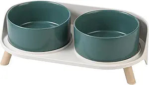 Elevated Ceramic Dog Bowl Set - Double Dog Feeding Bowls with Stand Splash Proof - Raised Dishes for Food and Water - Ideal for Small to Medium Dogs - 2 x 850 ml - 28.74 oz