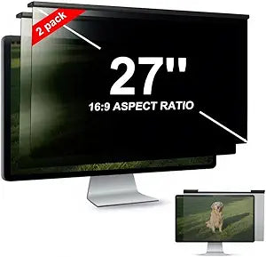 [2 PACK] 27 Inch Removable Hanging Computer Privacy Screen for 16:9 Widescreen Monitor, Matte, Anti-Glare, Bluelight Block, Eye Health Protection, Size: 613 * 370mm
