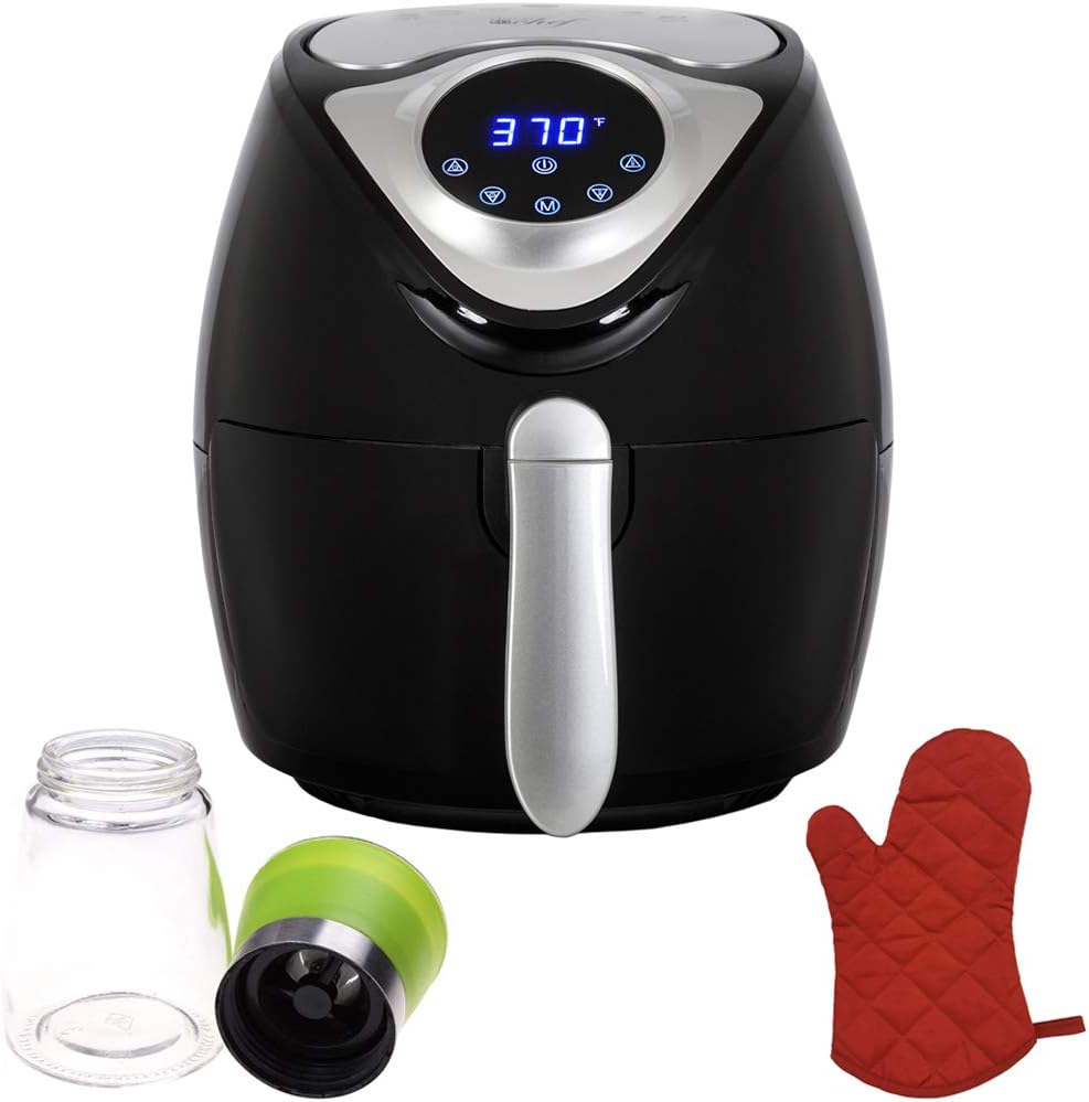 Deco Chef 3.7QT Electric Oil-Free Digital Air Fryer for Healthy Frying (DAIRFR) w/Oven Mitt Heat Resistant and Spice Mill