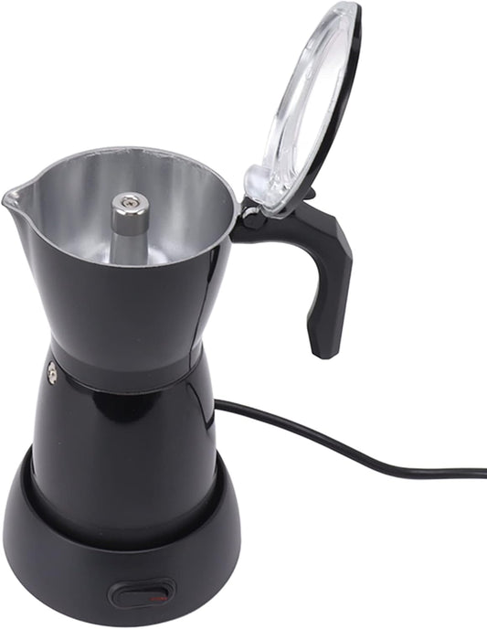 Zerodis Electric Pot, Aluminum Alloy Classic Italian Coffee Maker Coffee Maker Carafe 300ml Capacity High Temperature Resisitance for Family Office Travel Camp 6 Cups