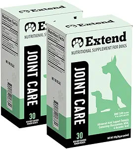 Extend Joint Care for Dogs Beef Flavored Joint Supplement Powder Packets with Glucosamine, Chondroitin, MSM & Collagen, Hip & Joint Support, Mobility & Cartilage Health, Daily Dog Supplement, 60 Count