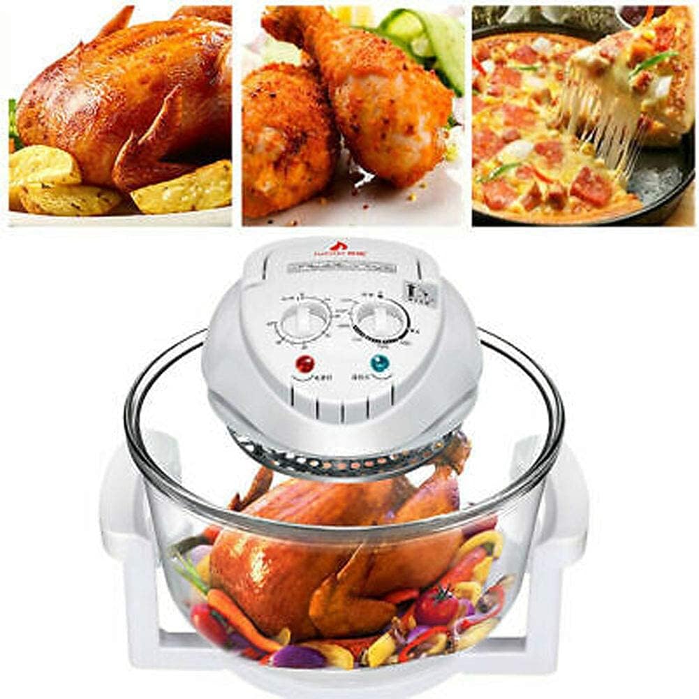 12L Convection Roaster Air Fryer Oven Turbo Electric Cooker Recipe 360° Heating,Infrared Convection, Halogen Oven Countertop, Cooking, Stainless Steel, Prepare Quick Healthy Meals White