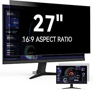 27 Inch Privacy Screen for Computer Monitor 16:9 Aspect Ratio, Eye Protection Anti Blue Light Glare Shield, 27in Removable Black Blackout Anti Spy Protector Film Desktop Security Private Filter
