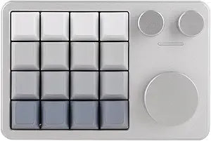KiiBoom Cybrix 16 VIA Programmable Macro Pad - 16 Keys + 3 Knobs, Type-C Wired Aluminum Numpad, Hot-Swappable PCB, RGB Backlight, Lightweight & Portable Numeric Keypad for Windows & Mac (Silver)