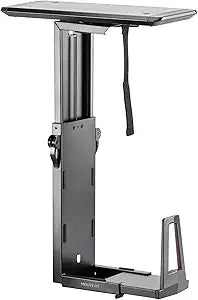 Mount-It! CPU Under Desk Mount Bracket Rack, Adjustable Computer Tower Desk Mount with Sliding Track, 33 lbs Capacity, Black