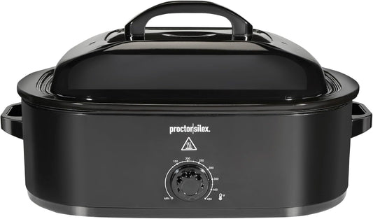 Proctor Silex 24-Pound Electric Roaster Oven with Variable Temperature Control, Self-Basting Lid & Removable Pan, 18 Quart, Black (32211)