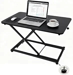 23.6â€³x13.4â€ Standing Desk Converter with Adjustable Feet, Height Adjustable Riser for Laptop, Portable Sit Stand Up Desk Workstation for Home Office, Compact & Foldable