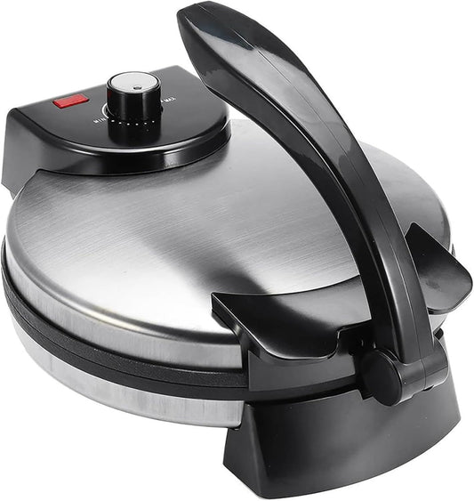 Electric Roti Maker, 11 Inch Automatic Tortilla Machine, with Indicator Lights, Adjustable Temperature, Double-Sided Heating, Electric Tortilla for Quesadilla, Cooker