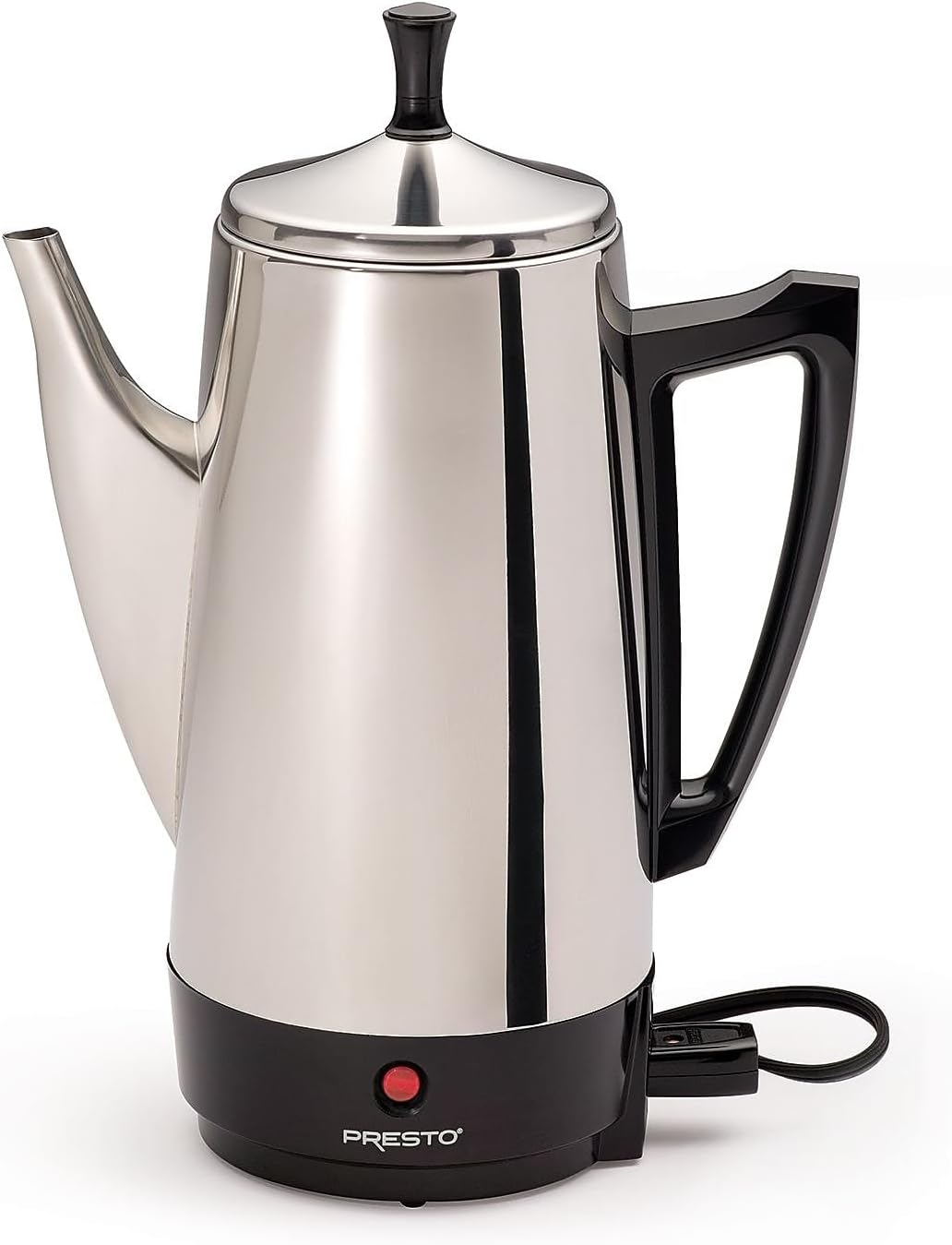 Presto 02811 Stainless Steel Electric Coffee Percolator - 12-Cups, Easy-Pour Spout, Stay-Cool Handle, Make 2-12 Cups
