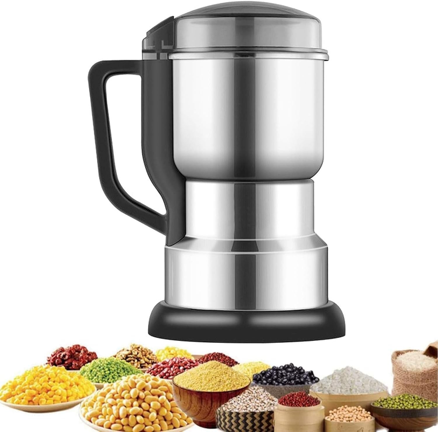 Grain Mill Grinder, Electric Coffee Grinder with 304 Stainless Steel Blades and Brush, 35,000 Rpm Speed Adjustable and 400g Large-capacity Design, Consistent and Uniform Grinding, for Grain